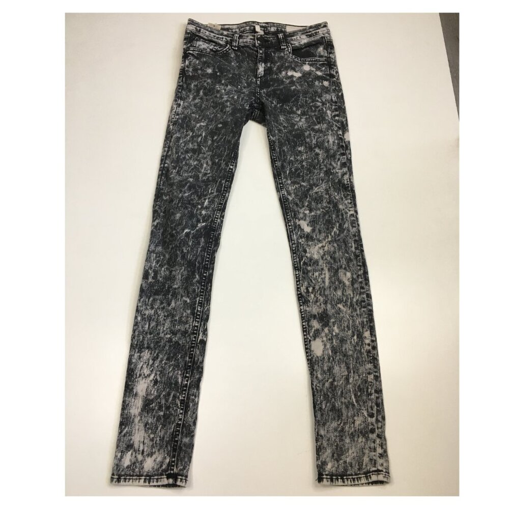 RAG & BONE Black White Acid Wash 5 Pocket Logo Hardware Slim Fit Skinny Jeans